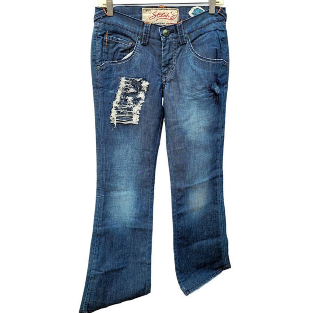 HP‎ Stitch's Native American Cheyenne Boot Leg  destressed Men's Jean Denim